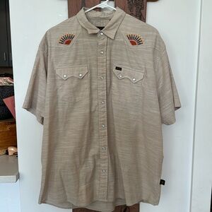 Howler Brothers Crosscut Deluxe Shortsleeve Shirt Rising Suns Chardonnay XL